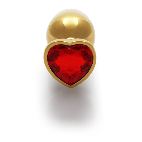 Analplug Edelstein Herz groß Gold/Rubinrot 8,1 x Ø 4 cm – Ansicht 5