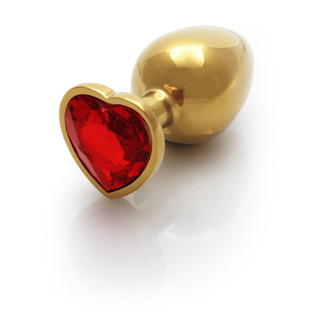 Analplug Edelstein Herz groß Gold/Rubinrot 8,1 x Ø 4 cm – Ansicht 7