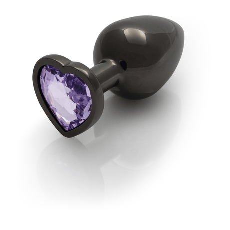 Analplug Edelstein Herz groß Gunmetal/Amethyst 8,1 x Ø 4 cm – Ansicht 7