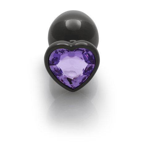 Analplug Edelstein Herz groß Gunmetal/Amethyst 8,1 x Ø 4 cm – Ansicht 5
