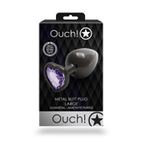 Analplug Ouch aus Metall mit Herzstein groß Gunmetal 8,1 x Ø 4 cm – Ansicht 3