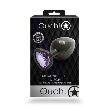 Analplug Edelstein Herz groß Gunmetal/Amethyst 8,1 x Ø 4 cm – Ansicht 3