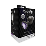 Analplug Ouch aus Metall mit Herzstein groß Gunmetal 8,1 x Ø 4 cm – Ansicht 2