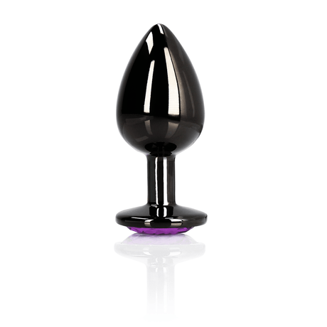 Analplug Edelstein Herz groß Gunmetal/Amethyst 8,1 x Ø 4 cm