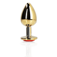 Analplug Ouch aus Metall mit Herzstein mittel Gold 7,1 x Ø 3,4 cm