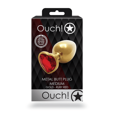 Analplug Edelstein Herz mittel Gold/Rubinrot 7,1 x Ø 3,4 cm – Ansicht 3