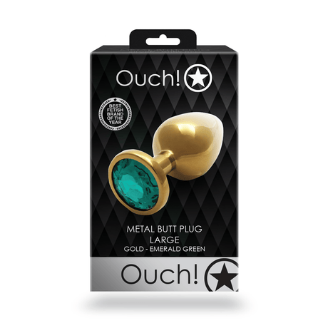 Analplug Edelstein rund groß Gold/Smaragdgrün 8,1 x Ø 4 cm – Ansicht 3