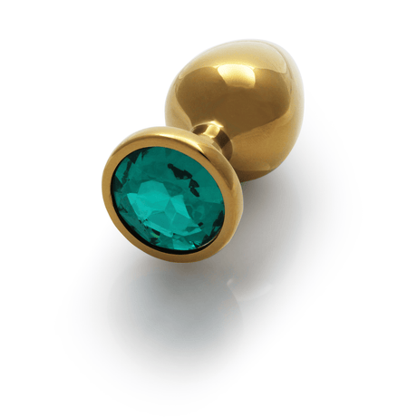 Analplug Edelstein rund groß Gold/Smaragdgrün 8,1 x Ø 4 cm – Ansicht 6