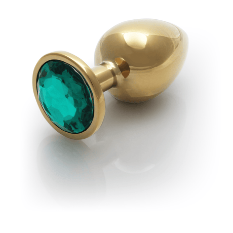 Analplug Edelstein rund groß Gold/Smaragdgrün 8,1 x Ø 4 cm – Ansicht 7