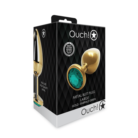 Analplug Edelstein rund groß Gold/Smaragdgrün 8,1 x Ø 4 cm – Ansicht 2