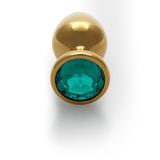 Analplug Ouch aus Metall mit rundem Stein Gold-Smaragdgrün 8,1 x Ø 4 cm – Ansicht 5