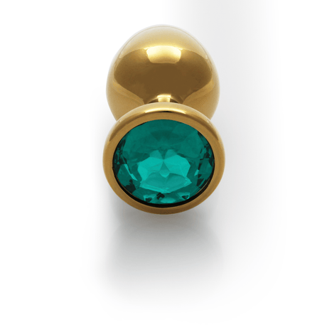 Analplug Edelstein rund groß Gold/Smaragdgrün 8,1 x Ø 4 cm – Ansicht 5
