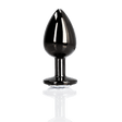 Analplug Ouch aus Metall mit rundem Stein Gunmetal-Diamant 8,1 x Ø 4 cm