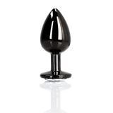 Analplug Ouch aus Metall mit rundem Stein Gunmetal-Diamant 8,1 x Ø 4 cm