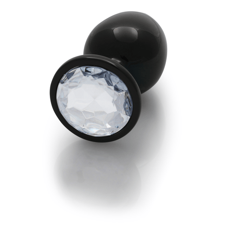 Analplug Edelstein rund groß Gunmetal/Diamant 8,1 x Ø 4 cm – Ansicht 6
