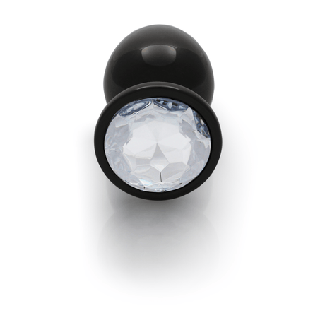 Analplug Edelstein rund groß Gunmetal/Diamant 8,1 x Ø 4 cm – Ansicht 5