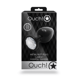 Analplug Ouch aus Metall mit rundem Stein Gunmetal-Diamant 8,1 x Ø 4 cm – Ansicht 3