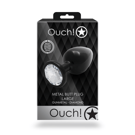 Analplug Edelstein rund groß Gunmetal/Diamant 8,1 x Ø 4 cm – Ansicht 3