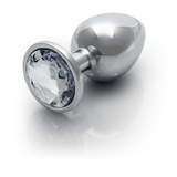Analplug Ouch aus Metall mit rundem Stein Silber-Diamant 8,1 x Ø 4 cm – Ansicht 7