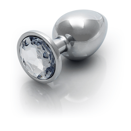 Analplug Edelstein rund groß Silber/Diamant 8,1 x Ø 4 cm – Ansicht 7