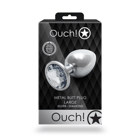 Analplug Edelstein rund groß Silber/Diamant 8,1 x Ø 4 cm – Ansicht 3