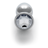Analplug Ouch aus Metall mit rundem Stein Silber-Diamant 8,1 x Ø 4 cm – Ansicht 5