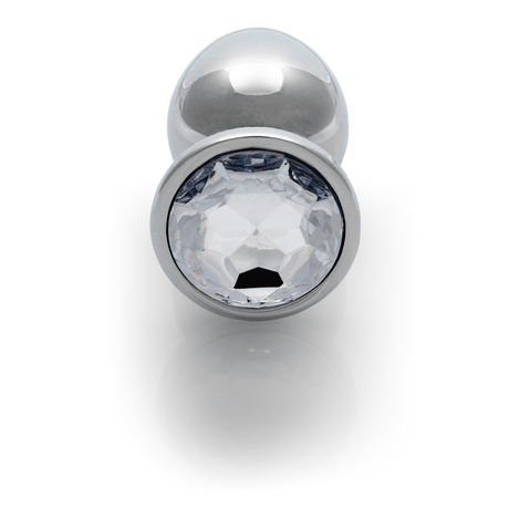 Analplug Edelstein rund groß Silber/Diamant 8,1 x Ø 4 cm – Ansicht 5