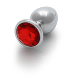 Analplug Ouch aus Metall mit rundem Stein Silber-Rubinrot 8,1 x Ø 4 cm – Ansicht 6