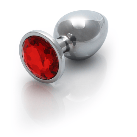 Analplug Edelstein rund groß Silber/Rubinrot 8,1 x Ø 4 cm – Ansicht 7