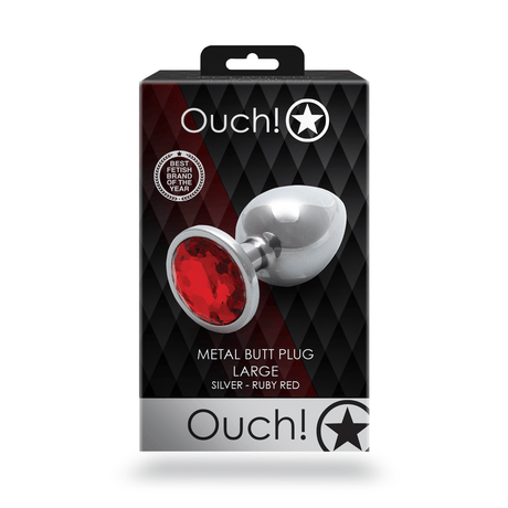 Analplug Edelstein rund groß Silber/Rubinrot 8,1 x Ø 4 cm – Ansicht 3