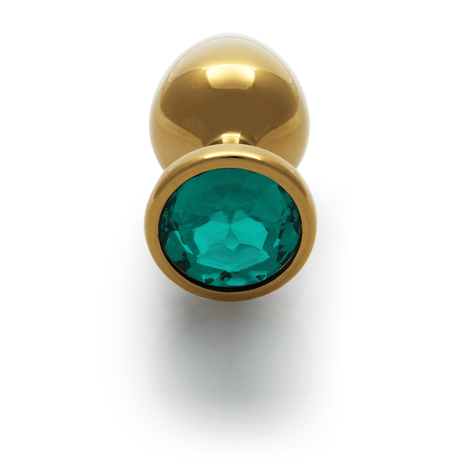 Analplug Edelstein rund mittel Gold/Smaragdgrün 7,1 x Ø 3,4 cm – Ansicht 5