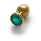 Analplug Ouch aus Metall mit rundem Stein Gold-Smaragdgrün 7,1 x Ø 3,4 cm – Ansicht 6