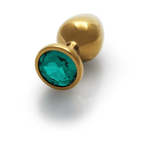 Analplug Edelstein rund mittel Gold/Smaragdgrün 7,1 x Ø 3,4 cm – Ansicht 6
