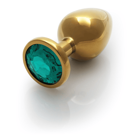 Analplug Edelstein rund mittel Gold/Smaragdgrün 7,1 x Ø 3,4 cm – Ansicht 7