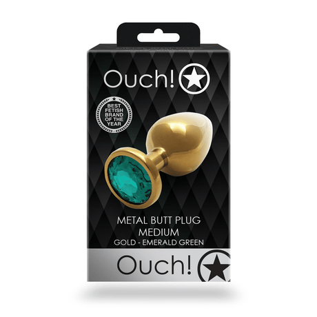 Analplug Edelstein rund mittel Gold/Smaragdgrün 7,1 x Ø 3,4 cm – Ansicht 3