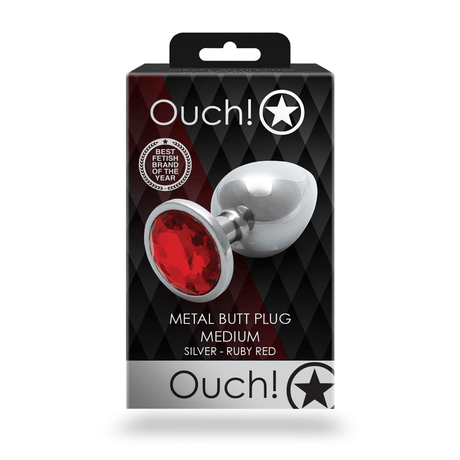 Analplug Edelstein rund mittel Silber/Rubinrot 7,1 x Ø 3,4 cm – Ansicht 3