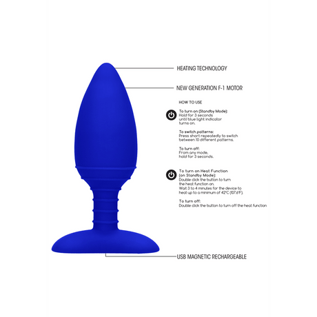 Analplug Elegance Glow mit Wärmefunktion Blau 12 x 3,8 cm – Ansicht 6