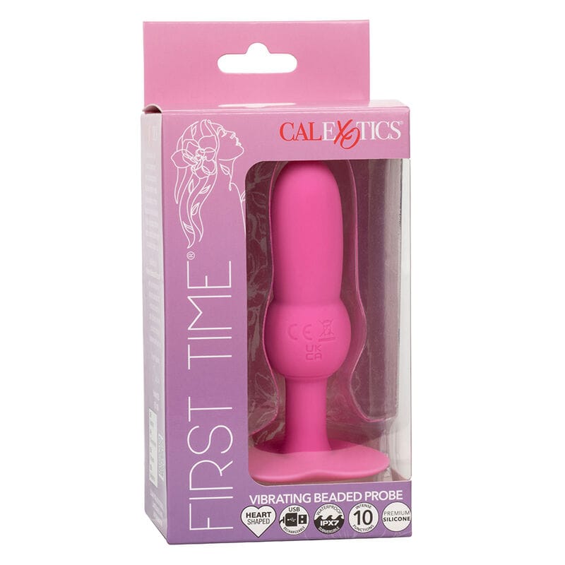 Analplug First Time Anal Plug mit Perlensonde 10 Vibrationen Rosa 70 cm