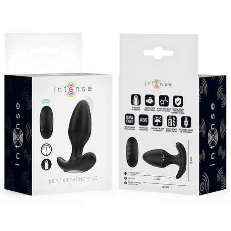 Analplug Joey Anal Plug 10 Vibrationen Schwarz Fernbedienung 10 x 3,6 cm