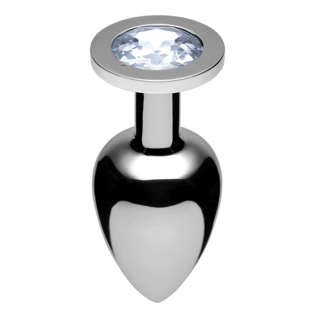Analplug Master Series mit klarem Schmuckstein Metall Silber 6,6 cm