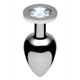 Analplug Master Series mit klarem Schmuckstein Metall Silber 6,6 cm