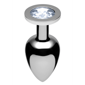 Analplug Master Series mit klarem Schmuckstein Metall Silber 6,6 cm