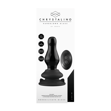 Analplug Missy Glas vibrierend mit Saugfuß Schwarz 9,9 x Ø 4,3 cm – Ansicht 3