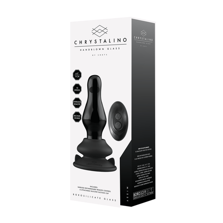 Analplug Missy Glas vibrierend mit Saugfuß Schwarz 9,9 x Ø 4,3 cm – Ansicht 4