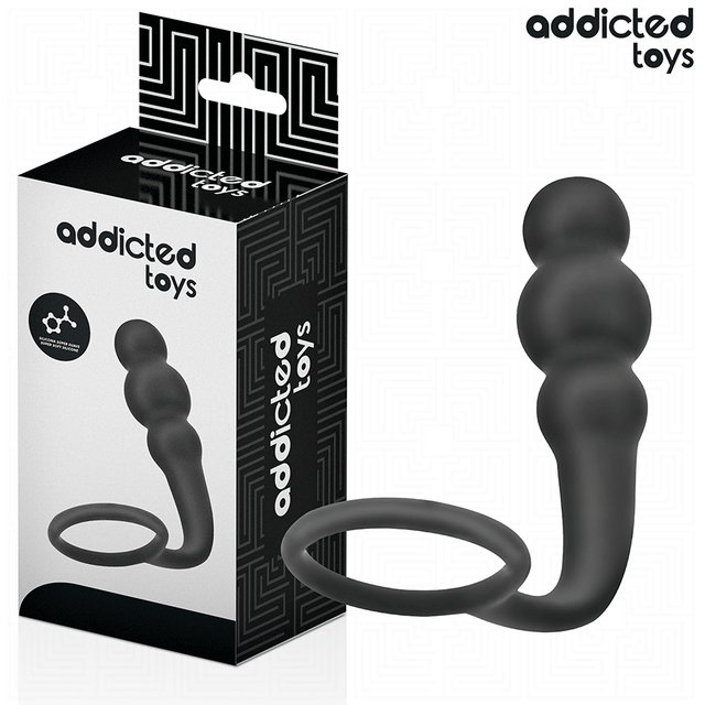 Analplug mit Hodenring Modell 1 Schwarz 7 x 3 cm