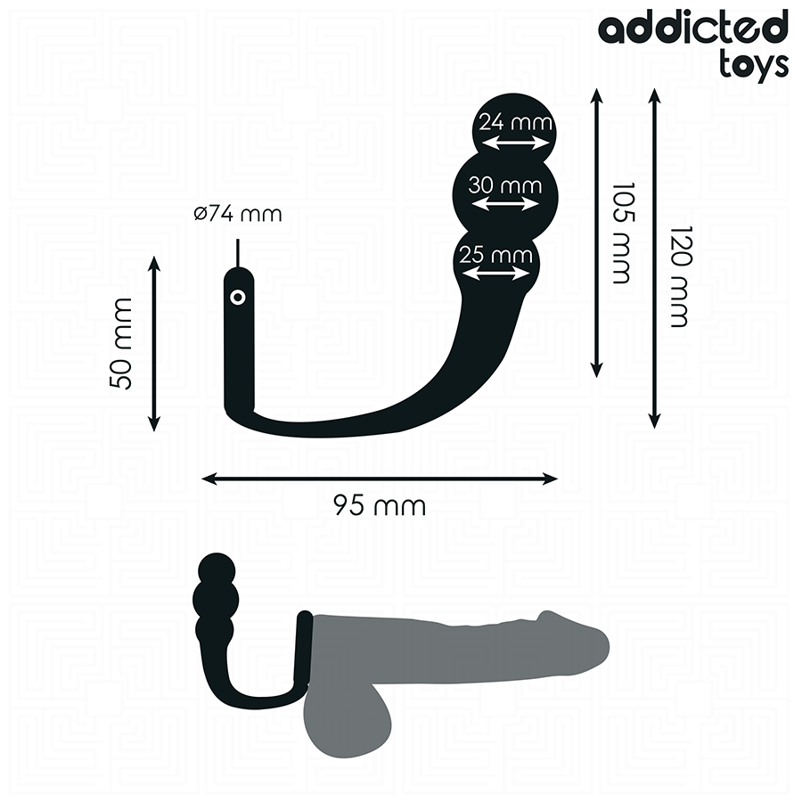 Analplug mit Hodenring Modell 1 Schwarz 7 x 3 cm