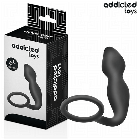 Analplug mit Hodenring Modell 2 Schwarz 10,5 x 3 cm