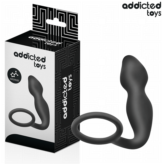 Analplug mit Hodenring Modell 2 Schwarz 10,5 x 3 cm