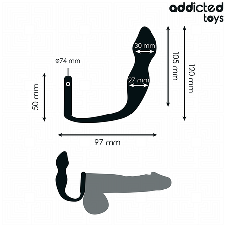 Analplug mit Hodenring Modell 2 Schwarz 10,5 x 3 cm