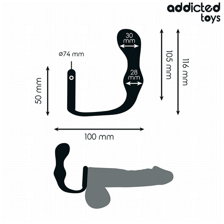 Analplug mit Hodenring Modell 3 Schwarz 9 x 3,3 cm